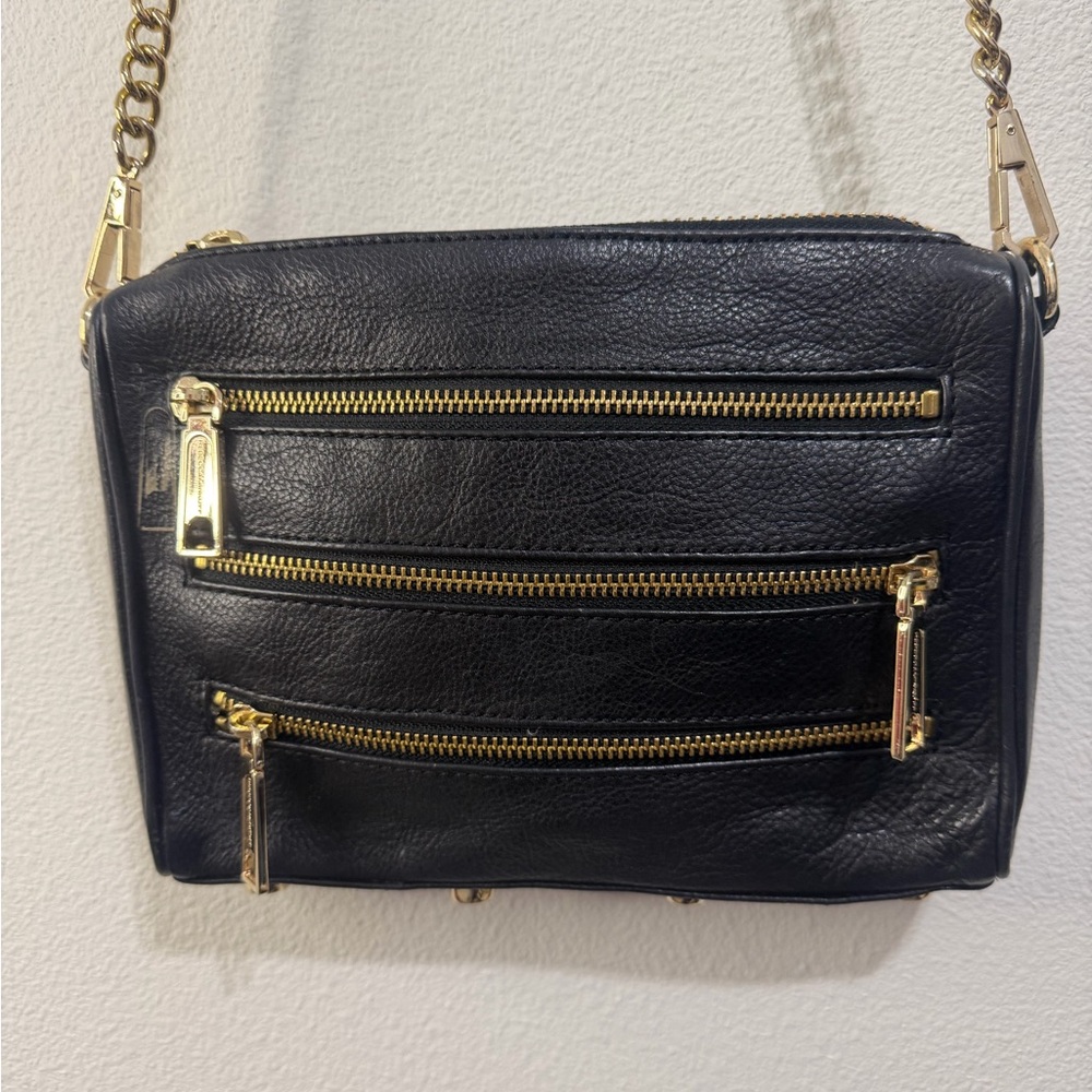 Rebecca Minkoff Black Crossbody Bag with Gold Accents